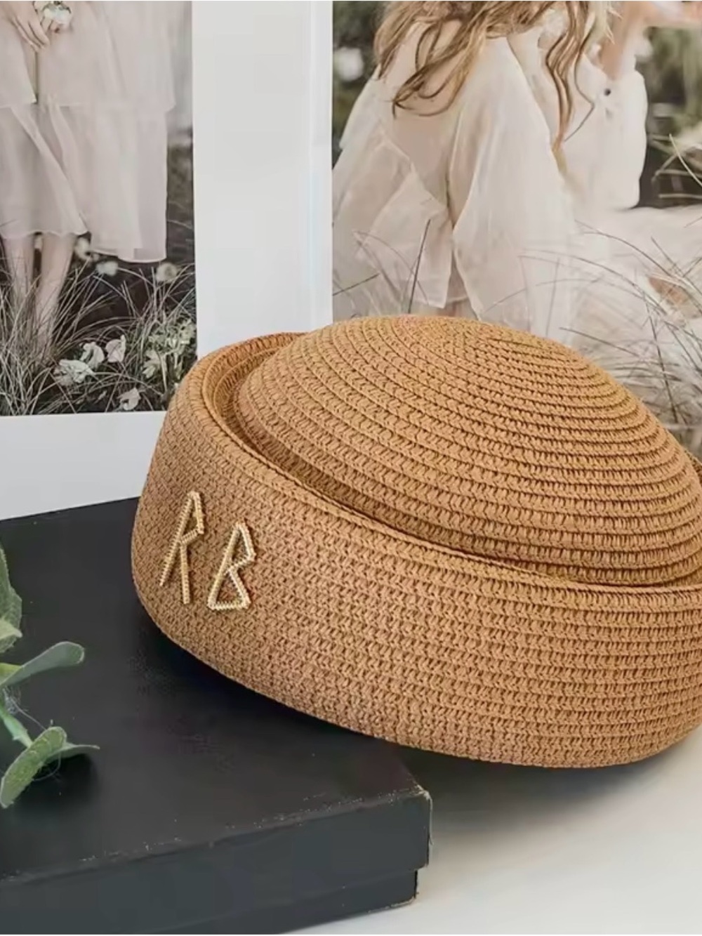 Classic Woven Bucket Hat with Gold Accent - Tan